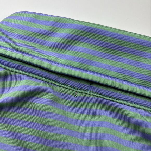 Ralph Lauren RLX Men's L Green Blue Stripe Short Sleeve Performance Polo Shirt - Picture 5 of 8